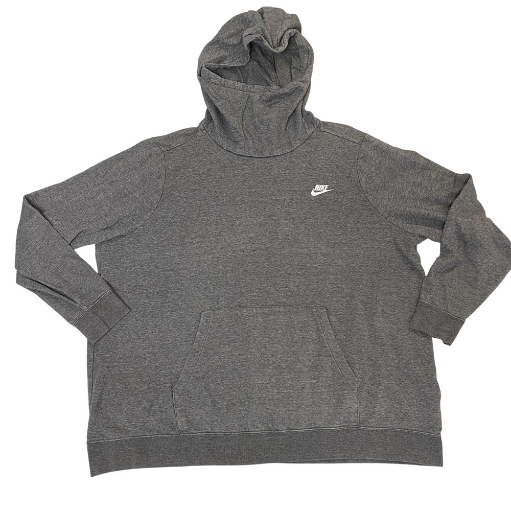 Nike‎ Hoodie Mens 2XL Gray Pullover Sweatshirt Swoosh Fleece Casual
